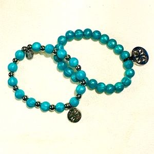 Yep Rustic Cuff rubber bracelets.  Turquoise or aqua in color.  Great condition
